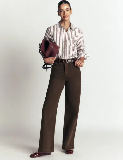 Boden Hoch Geschnittene Jeans Mit Weitem Bein In Schoko | Grösse 25 In Brown