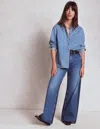 Boden Hoch Geschnittene Jeans Mit Weitem Bein-mustermix In Blue