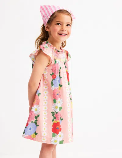 Boden Kids' Holiday Smocked Dresschalk Pink Flower Girls