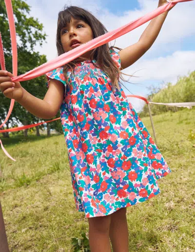 Boden Kids' Holiday Smocked Dressmulti Floral Girls  In Multi