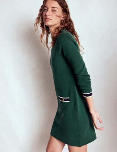 Boden Holly Knitted Shift Dress-emerald Night Female  In Green