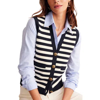 Boden Holly Stripe Cotton Button-up Vest