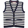 Boden Holly Stripe Cotton Button-up Vest In Warm Ivory/navy