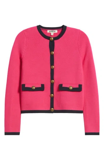 Boden Holly Trim Cardigan In Bright Pink