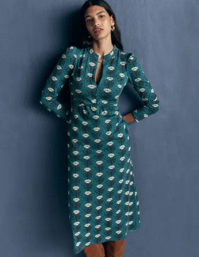 Boden Hope Jerseykleid Mit Reissverschlussdetail In Blau | Grösse 30 In Blue