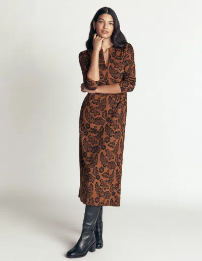 Boden Hope Jerseykleid Mit Reissverschlussdetail In Rot | Grösse 30 In Brown