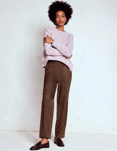 Boden Hose Aus Wildleder Mit Geradem Bein-dunkle Schokolade In Brown