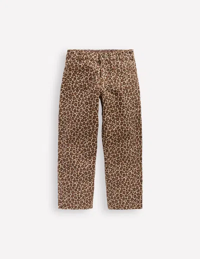 Boden Kids' Hose Mit Aufgesetzten Taschen-leopardenmuster In Brown