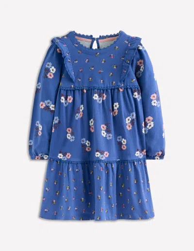 Boden Kids' Hotchpotch Jersey Dress Ditsy Hotchpotch  In Blue