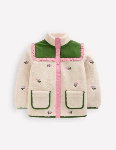 Boden Kids' Hübsche Jacke Aus Teddyfell-mix-sanftes Naturweiss Stickerei In White