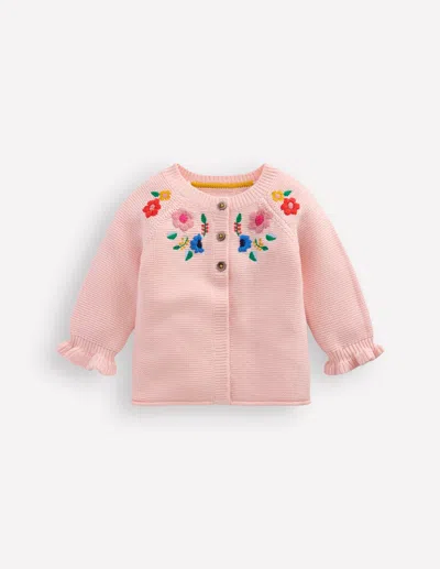 Boden Babies' Hübsche Strickjacke Mit Stickerei-lotus In Pink
