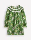 Boden Hübsches Jerseykleid Mit Spitzenbesatz-grün Wald Blumenmuster In Green