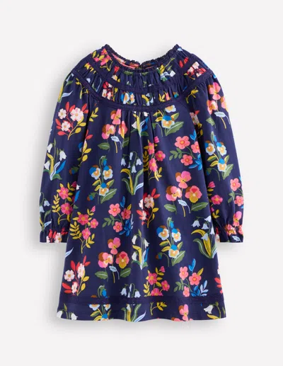 Boden Kids' Hübsches Jerseykleid Mit Spitzenbesatz-schuluniform-marineblau Stiefmütterchen-beet In Purple