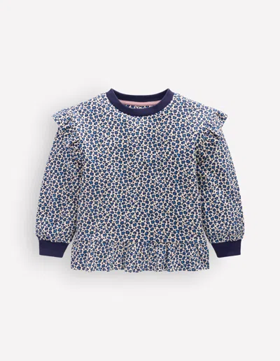 Boden Kids' Hübsches Sweatshirt Mit Rüschen-calico In Blau | Grösse 146 In Blue