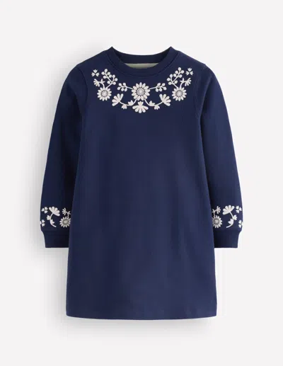 Boden Kids' Ida Sweatshirtkleid Mit Applikation In Blau | Grösse 98 In Blue
