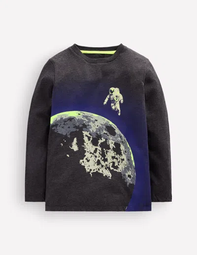 Boden Kids' Im Dunkeln Leuchtendes Langarmshirt In Anthrazit | Grösse 98 In Multi