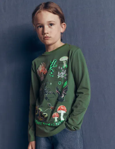 Boden Kids' Im Dunkeln Leuchtendes Langarmshirt In Grün | Grösse 98 In Green