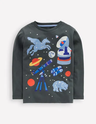 Boden Kids' Im Dunkeln Leuchtendes Langarmshirt-rauchgrau Astronomie In Black