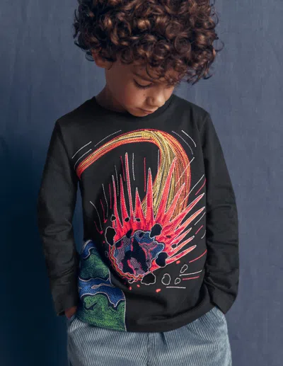 Boden Kids' Im Dunkeln Leuchtendes T-shirt Mit Superstitch | Grösse 98 In Gray