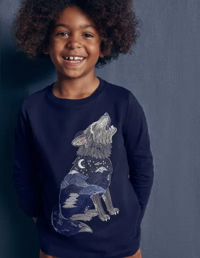 Boden Kids' Im Dunkeln Leuchtendes T-shirt Mit Superstitch In Blau | Grösse 98 In Blue