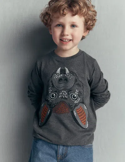 Boden Kids' Im Dunkeln Leuchtendes T-shirt Mit Superstitch In Grau | Grösse 98