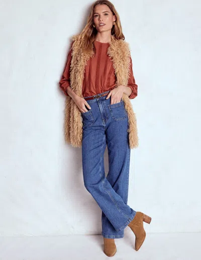 Boden Imi Jersey Trim Top Barn Red  In Multi