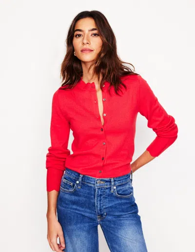 Boden Imi Scalloped Cardigan Strawberry Tart  Red Women