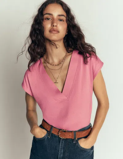 Boden Imi Superweiches T-shirt Mit V-ausschnitt In Rosa | Grösse 46 In Pink