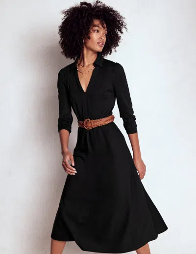 Boden Imogen Collared Jersey Dress Black Women