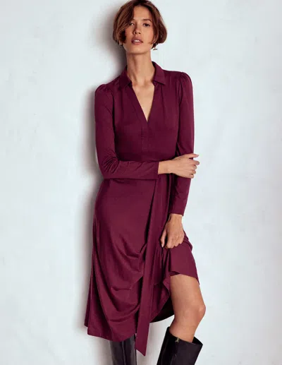 Boden Imogen Collared Jersey Dress Deep Wisteria  In Red