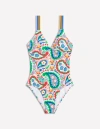 Boden Interest Strap Swimsuit Multi, Meadow Paisley Women  In Multi/ Meadow Paisley