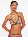 Boden Ios V Panel Bikini Toppink Rose, Foliage Trail Women