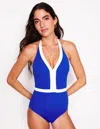 BODEN IOS V PANEL SWIMSUITCOBALT BLUE/IVORY WOMEN BODEN