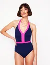 Boden Ios V Panel Swimsuitnavy, Pink Women  In Navy/ Pink