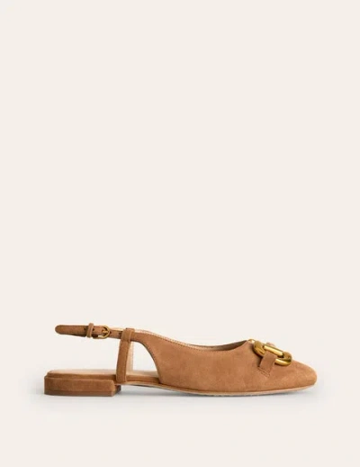 Boden Iris Snaffle Slingback Flats Ginger Snap Suede Women  In Brown