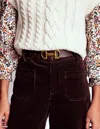 Boden Iris Snaffle Trim Leather Belt Croc  In Brown