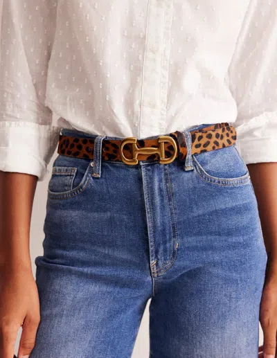 Boden Iris Snaffle Trim Leather Belt Leopard Women  In Brown