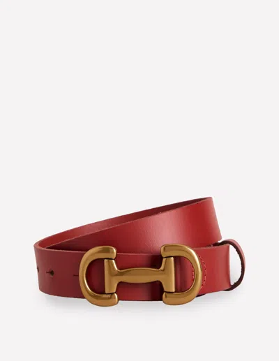 Boden Iris Snaffle Trim Leather Belt Red Women