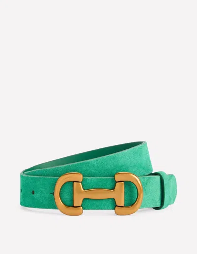 Boden Iris Snaffle Trim Leather Belt Rich Emerald Women  In Green