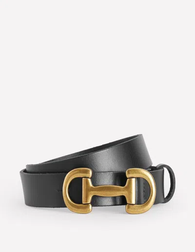 Boden Iris Snaffle-trim Leather Belt Black Women