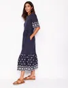 Boden Isabel Broderie Mix Maxi Dress Navy Women