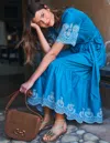 Boden Isabel Broderie Mix Maxi Dresscerulean Blue Women  In Cerulean Blue