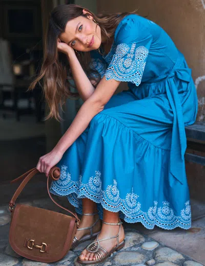 Boden Isabel Broderie Mix Maxi Dresscerulean Blue Women  In Cerulean Blue