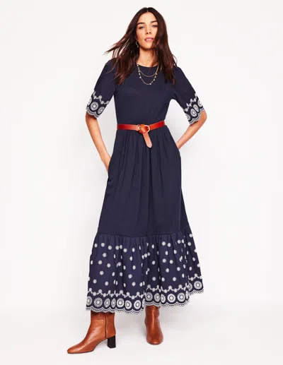 Boden Isabel Broderie Mix Maxi Dressnavy Women  In Navy