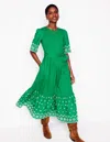 Boden Isabel Broderie Mix Maxi Dressrich Emerald Women  In Rich Emerald