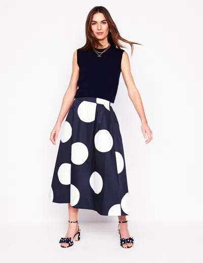 Boden Isabella Cotton Sateen Skirtnavy Spots Women  In Blue