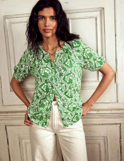 Boden Isla Jersey Shirt-iguana Green, Vine Sillouette Female  In Brown