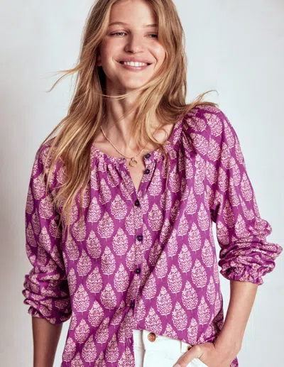 Boden Isla Long Sleeve Jersey Shirt-purple, Wildflower Bouquet Female