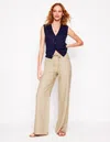 Boden Islington Linen Pants Oatmeal Women  In Brown