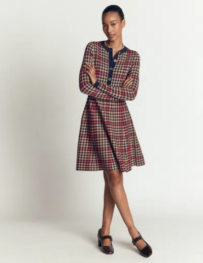 Boden Jacquardkleid Mit Rundhalsausschnitt In Blau | Grösse 30 In Red